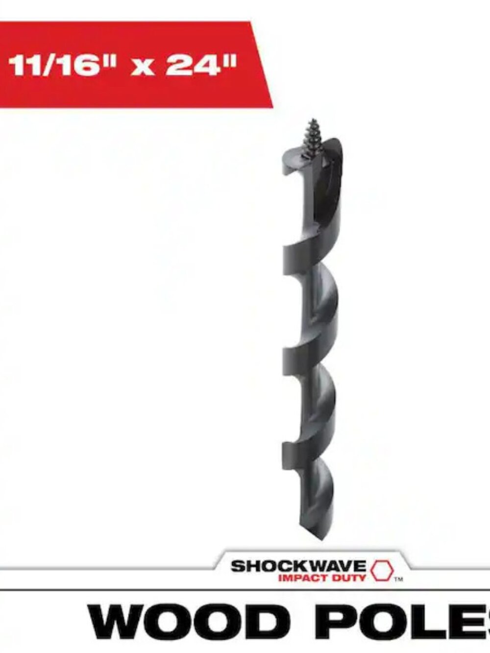 Milwaukee 11/16 in. x 24 in. Shockwave Lineman’s Impact Auger Bit